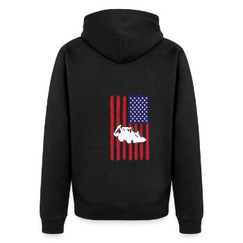 Backhoe loader USA flag - Unisex Premium Organic Zip Hoodie - black - Back - Nico (187cm)