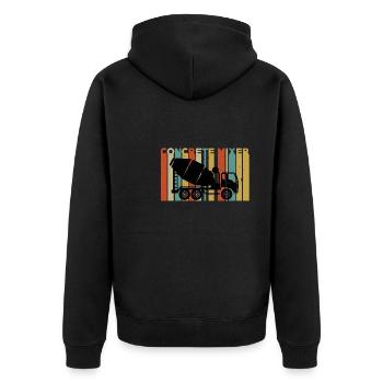 Retro-beton-lkw - Unisex Premium Bio Zip Hoodie - Schwarz - Hinten - Nico (187cm)