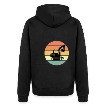Retro Excavator T-Shirt - Unisex Premium Organic Zip Hoodie - black - Back - Nico (187cm)