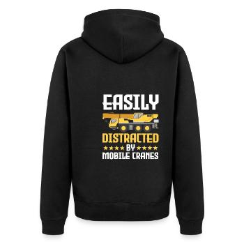 Lustiger Mobiler Kranführer - Unisex Premium Bio Zip Hoodie - Schwarz - Hinten - Nico (187cm)