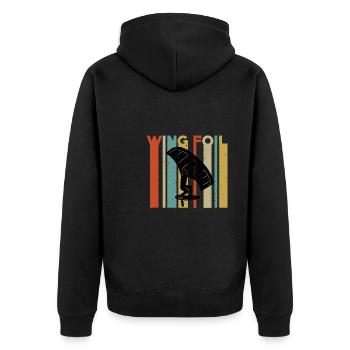 Wing Foil - Unisex Premium Organic Zip Hoodie - black - Back - Nico (187cm)
