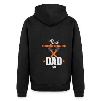 Bester Bodenleger Papa Aller Zeiten - Unisex Premium Bio Zip Hoodie - Schwarz - Hinten - Nico (187cm)