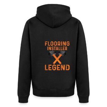 Bodenleger Legende - Unisex Premium Bio Zip Hoodie - Schwarz - Hinten - Nico (187cm)