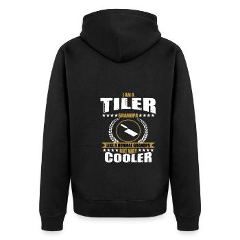 Funny tiler grandpa for men - Unisex Premium Organic Zip Hoodie - black - Back - Nico (187cm)