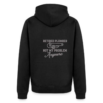 Pensioner Plumber Design - Unisex Premium Organic Zip Hoodie - black - Back - Nico (187cm)