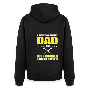 Metallurgical worker father - Unisex Premium Organic Zip Hoodie - black - Back - Nico (187cm)