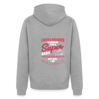 Conception du gestionnaire de site - Veste à capuche bio Premium Unisexe - gris chiné - Dos - Nico (187cm)