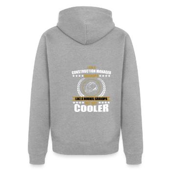 Funny construction manager Grandpa - Unisex Premium Organic Zip Hoodie - heather grey - Back - Nico (187cm)