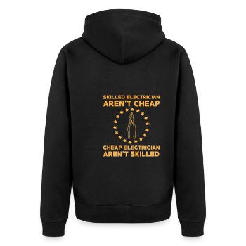 Electrician - Unisex Premium Organic Zip Hoodie - black - Back - Nico (187cm)