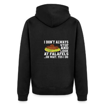 Funny Falafel Lover Saying - Unisex Premium Organic Zip Hoodie - black - Back - Nico (187cm)