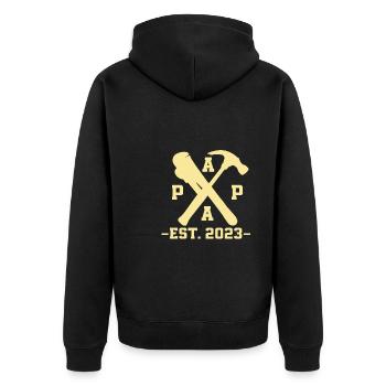 Papa Est. 2023 Für Heimwerker - Unisex Premium Bio Zip Hoodie - Schwarz - Hinten - Nico (187cm)