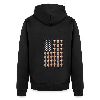 Bubble Tea USA Flag - Unisex Premium Organic Zip Hoodie - black - Back - Nico (187cm)