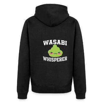 Wasabi Whisperer - Unisex Premium Organic Zip Hoodie - black - Back - Nico (187cm)