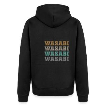 Wasabi lettering - Unisex Premium Organic Zip Hoodie - black - Back - Nico (187cm)