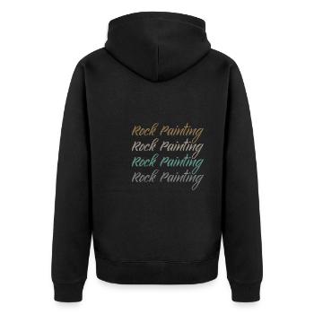 Rock Painting - Unisex Premium Bio Zip Hoodie - Schwarz - Hinten - Nico (187cm)