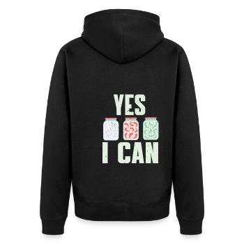 Lustiges Einkochen Wortspiel - Unisex Premium Bio Zip Hoodie - Schwarz - Hinten - Nico (187cm)