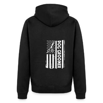 Usa Flagge Hundefriseur Amerika - Unisex Premium Bio Zip Hoodie - Schwarz - Hinten - Nico (187cm)
