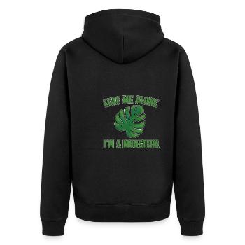 Lustiges Monstera Pflanzen Spruch - Unisex Premium Bio Zip Hoodie - Schwarz - Hinten - Nico (187cm)