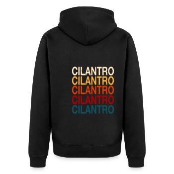 Coriander - Unisex Premium Organic Zip Hoodie - black - Back - Nico (187cm)