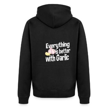 Lustiges Knoblauch Liebhaber Motiv - Unisex Premium Bio Zip Hoodie - Schwarz - Hinten - Nico (187cm)
