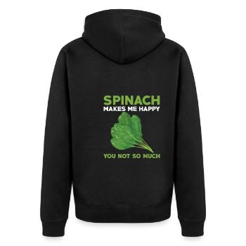 Funny Spinach Lovers Proverb - Unisex Premium Organic Zip Hoodie - black - Back - Nico (187cm)