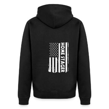 USA Home Stager Design - Unisex Premium Organic Zip Hoodie - black - Back - Nico (187cm)