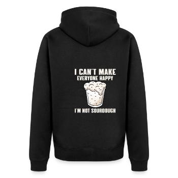 Funny sourdough lover saying - Unisex Premium Organic Zip Hoodie - black - Back - Nico (187cm)