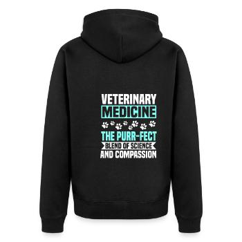 Tiermedizin - Unisex Premium Bio Zip Hoodie - Schwarz - Hinten - Nico (187cm)