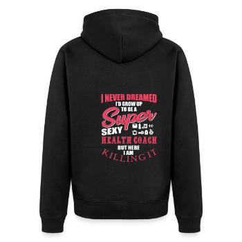 Drôle de motivation de coach de santé - Veste à capuche bio Premium Unisexe - noir - Dos - Nico (187cm)