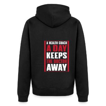 Motivating health coach saying - Unisex Premium Organic Zip Hoodie - black - Back - Nico (187cm)