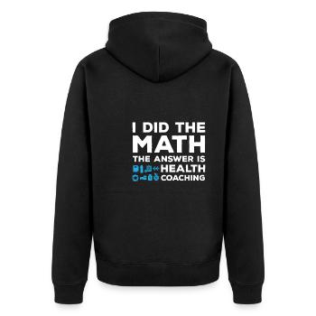 Lustiger Gesundheitscoach Spruch - Unisex Premium Bio Zip Hoodie - Schwarz - Hinten - Nico (187cm)