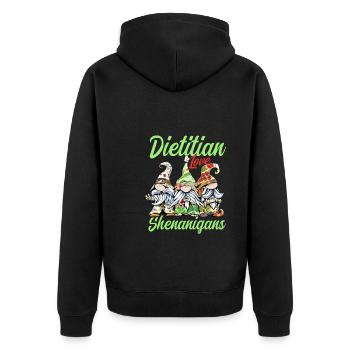 Funny Nutritionists St. Patrick's Day Dwarfs - Unisex Premium Organic Zip Hoodie - black - Back - Nico (187cm)