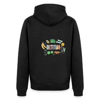 Tolles Ernährungsberater Design - Unisex Premium Bio Zip Hoodie - Schwarz - Hinten - Nico (187cm)