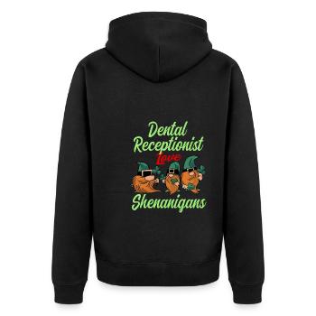 Zahnarzthelferin St. Patricks Day - Unisex Premium Bio Zip Hoodie - Schwarz - Hinten - Nico (187cm)