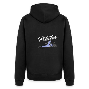 Pilates - Unisex Premium Organic Zip Hoodie - black - Back - Nico (187cm)
