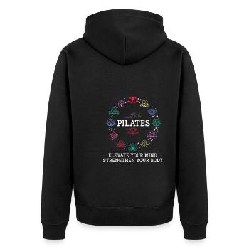 Pilates says mandala - Unisex Premium Organic Zip Hoodie - black - Back - Nico (187cm)