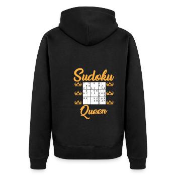 Sudoku Königin - Unisex Premium Bio Zip Hoodie - Schwarz - Hinten - Nico (187cm)