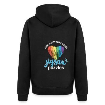 Juste un garçon qui aime les puzzles - Veste à capuche bio Premium Unisexe - noir - Dos - Nico (187cm)