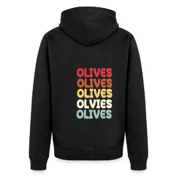 Conception de l’ensemble Olive - Veste à capuche bio Premium Unisexe - noir - Dos - Nico (187cm)