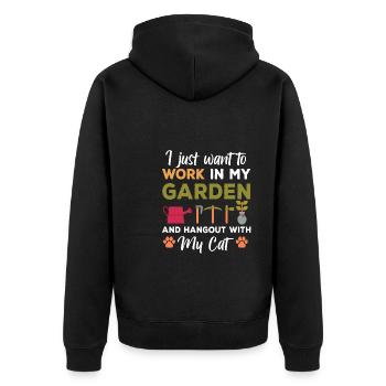 Garden and Cat Gift - Unisex Premium Organic Zip Hoodie - black - Back - Nico (187cm)