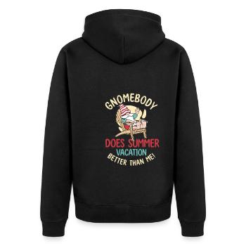 Lustige Gnome Sommerferien - Unisex Premium Bio Zip Hoodie - Schwarz - Hinten - Nico (187cm)