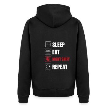 T-shirt drôle de Night Shift - Veste à capuche bio Premium Unisexe - noir - Dos - Nico (187cm)