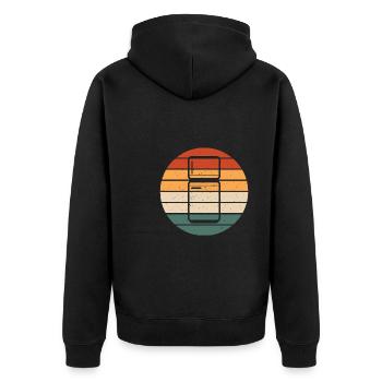 Retro Refrigerator Design - Unisex Premium Organic Zip Hoodie - black - Back - Nico (187cm)