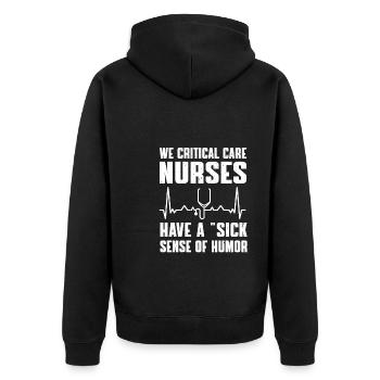 Humor for intensive care nurses - Unisex Premium Organic Zip Hoodie - black - Back - Nico (187cm)