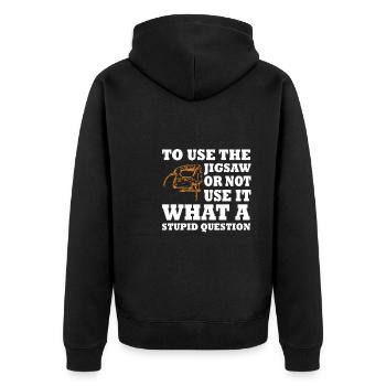 Jigsaw Quote Gift - Unisex Premium Organic Zip Hoodie - black - Back - Nico (187cm)