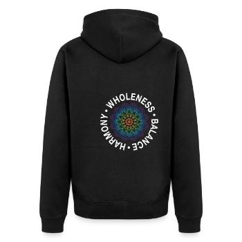 Great yoga mantra design - Unisex Premium Organic Zip Hoodie - black - Back - Nico (187cm)