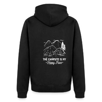 Fantastisches Camping Liebhaber Motiv - Unisex Premium Bio Zip Hoodie - Schwarz - Hinten - Nico (187cm)