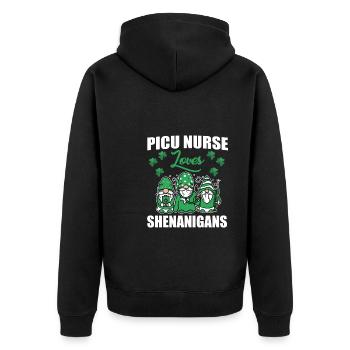 Lustige Picu-krankenschwester Liebt Den St. - Unisex Premium Bio Zip Hoodie - Schwarz - Hinten - Nico (187cm)