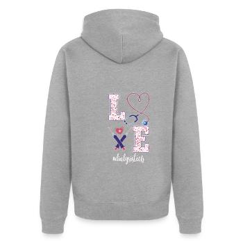 Retro Ferry Vêtements Porte-conteneurs - Veste à capuche bio Premium Unisexe - gris chiné - Dos - Nico (187cm)
