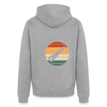Conception de scie à main rétro - Veste à capuche bio Premium Unisexe - gris chiné - Dos - Nico (187cm)